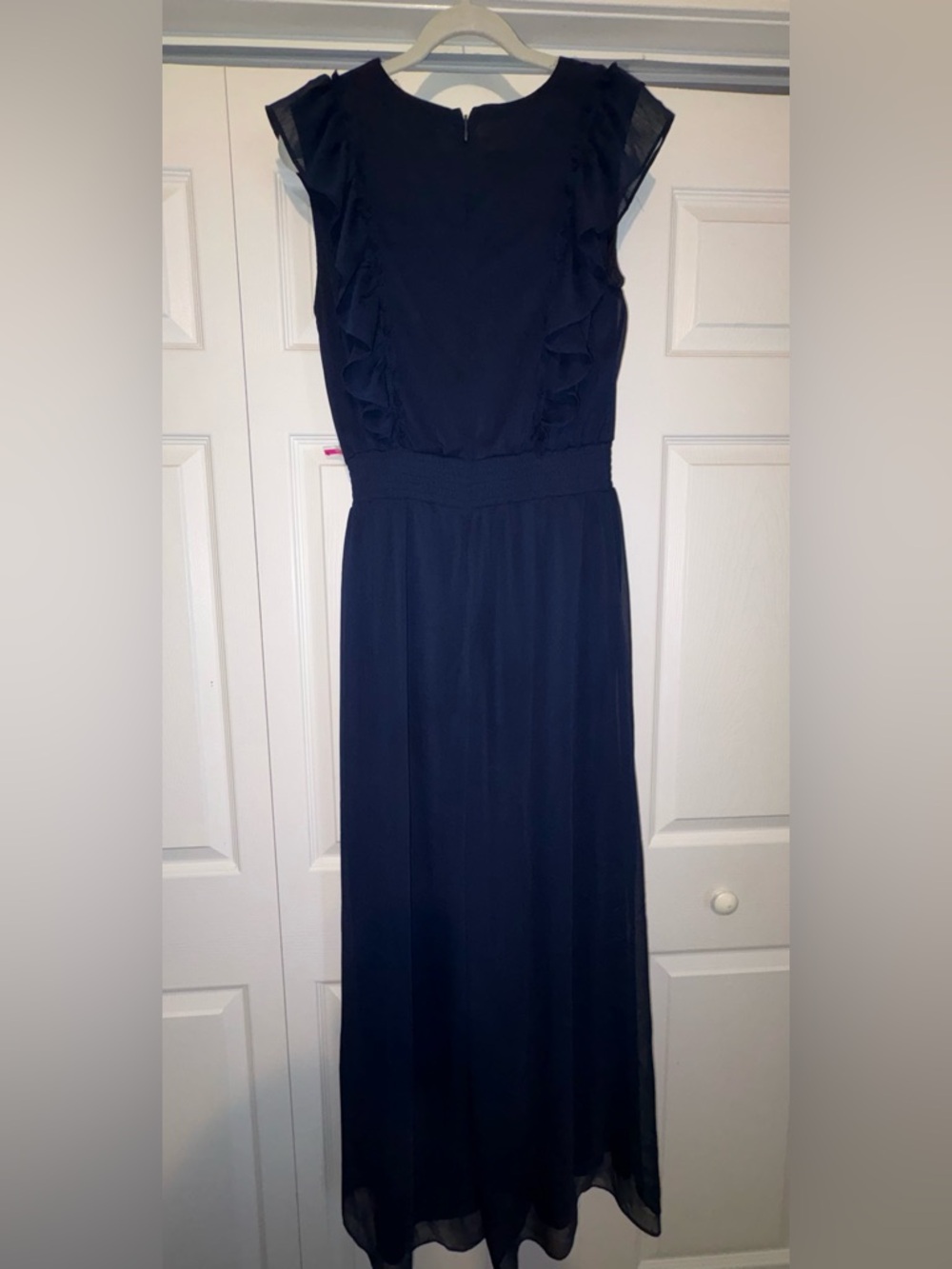Halogen Navy Ruffle-Trim Jumpsuit - Picture 2 of 7